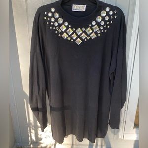 80s Vintage Bling Sweater | XL | Black